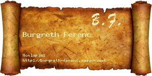 Burgreth Ferenc névjegykártya